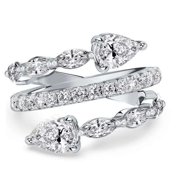 

Italo Toi Et Moi Pear Cut Teardrop Ring Spiral Engagement Ring, White