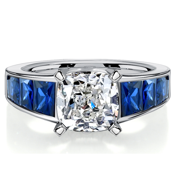

Italo Cushion Cut Blue Sapphire Rings Fashion Rings For Women, White