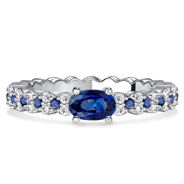 

Italo East West Oval Cut Blue Sapphire Ring Simple Ring, White