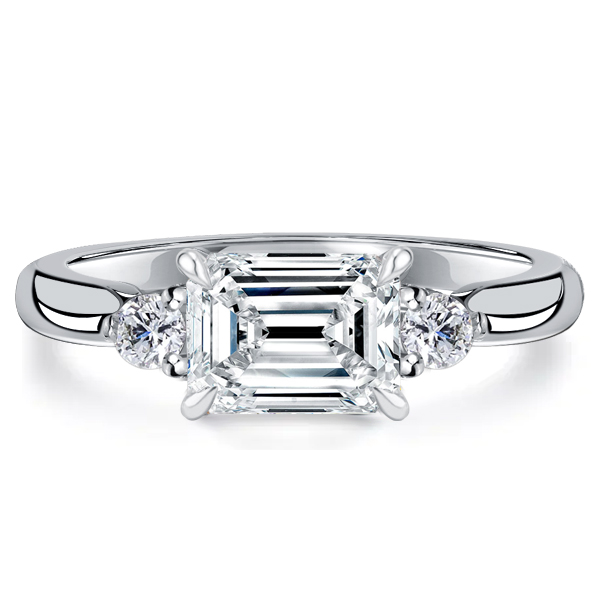 

Italo Emerald Cut Three Stone Rings Travel Wedding Rings, White