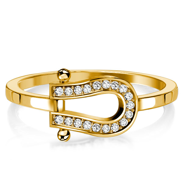 

Italo Round Cut Horseshoe Ring Travel Wedding Rings, White