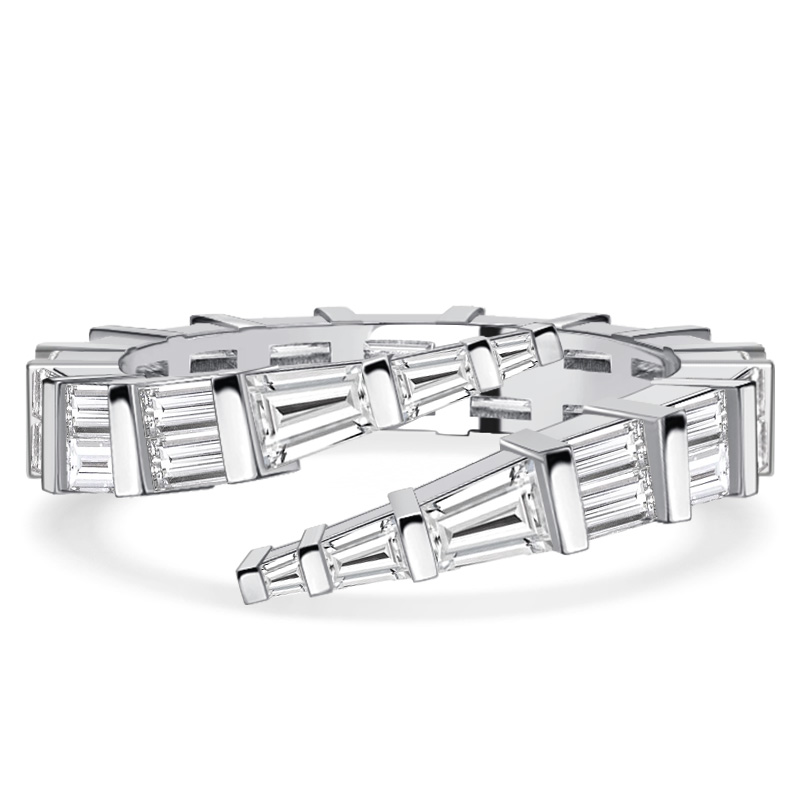 

Italo Baguette Cut Bypass Ring Travel Wedding Rings, White