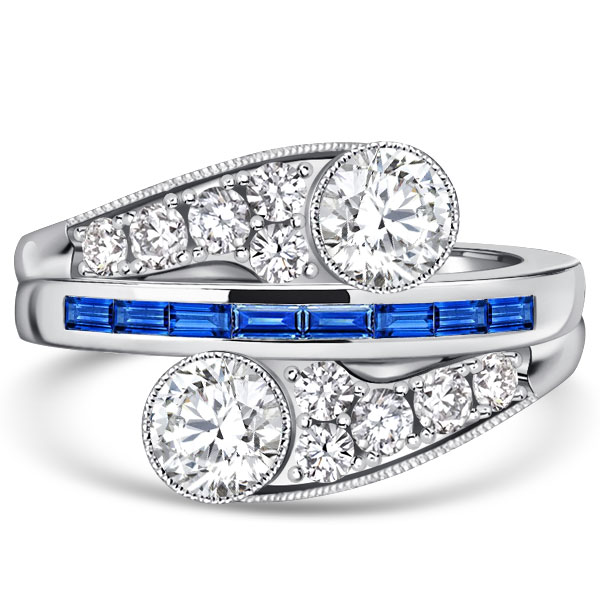 

Italo Crossover Unique Engagement Rings Blue Sapphire Ring, White