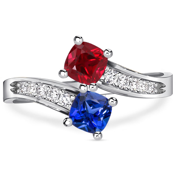 

Italo Toi Et Moi Ruby Rings Cushion Cut Blue Sapphire Ring, White