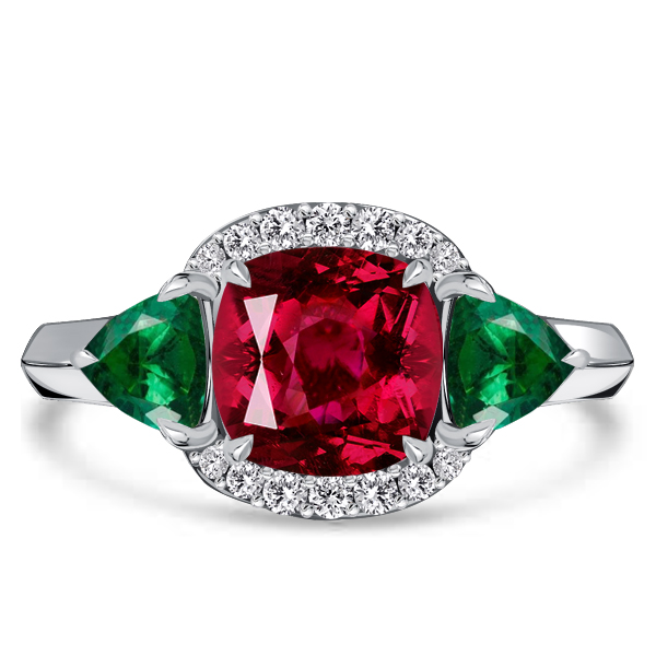 

Italo Ruby Rings Cuhsion Cut Unique Engagement Rings, White