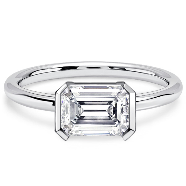 

Italo East West Emerald Cut White Sapphire Engagement Rings