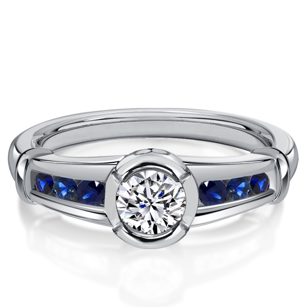 

Italo Bezel Blue Sapphire Ring White Sapphire Engagement Rings