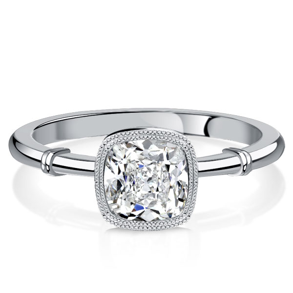 

Italo Milgrain Bezel Cushion Cut Engagement Ring Promise Ring, White