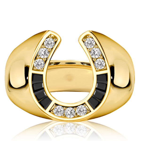 

Italo Golden Horseshoe Ring Black Sapphire Rings For Women, White