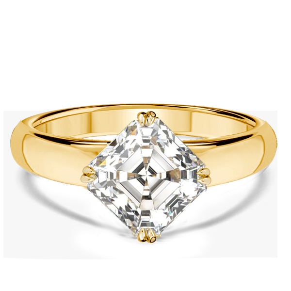 

Italo East West Asscher Cut White Sapphire Engagement Rings