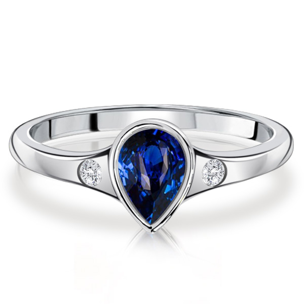 

Italo Pear Shaped 3 Stone Ring Blue Sapphire Rings For Women, White