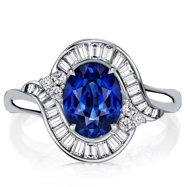 

Italo Channel Set Oval Blue Sapphire Rings Halo Engagement Ring, White