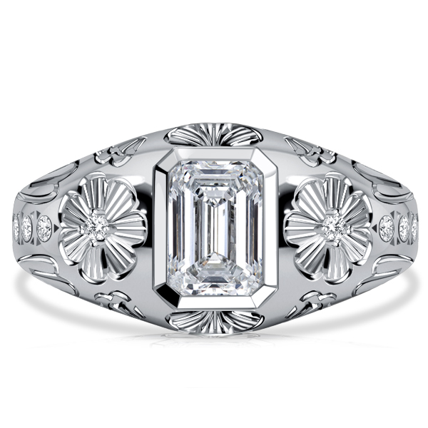 

Italo Vintage Emerald Cut White Sapphire Engagement Rings Cocktail Rings