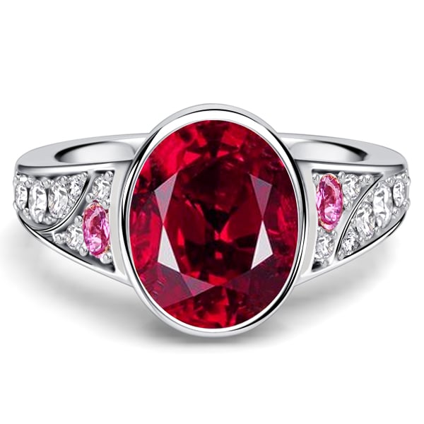 

Italo Bezel Setting Oval Cut Ruby Ring Engagement Ring For Women, White