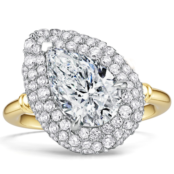 

Italo Halo Micro Pave Pear Cut Unique Engagement Rings For Women, White