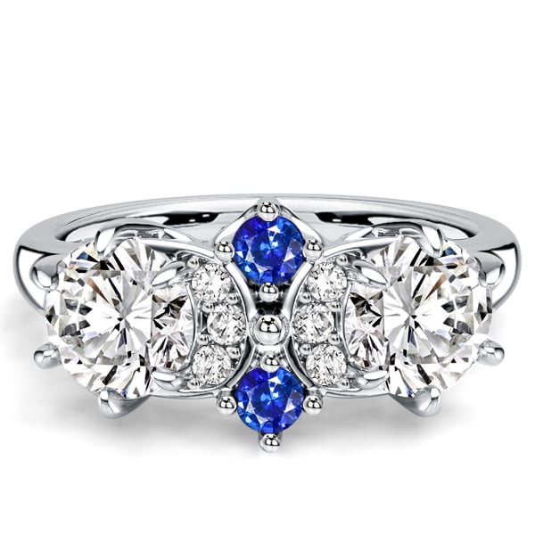 

Italo Round Cut Blue & White Sapphire Vintage Engagement Rings