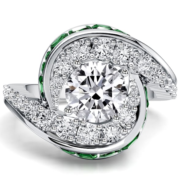 

Italo Halo Round Cut White & Emerald Sapphire Unique Engagement Rings