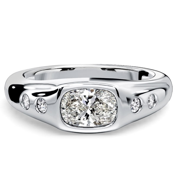 

Italo Flush Setting East West Cushion Cut Engagement Ring For Women, White