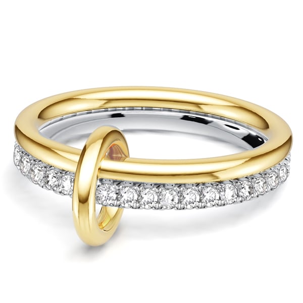 

Italo Two Tone 2-stack Round Cut Wedding band Ring Set, White