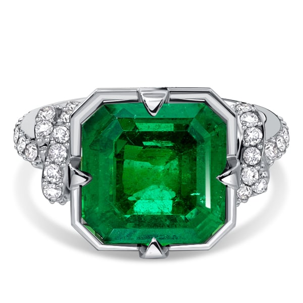 

Italo Knot Deisgn Asscher Cut Emerald Sapphire Unique Engagement Rings, White