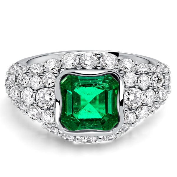 

Italo Micro Pave Asscher Cut Emerald Sapphire Engagement Ring, White