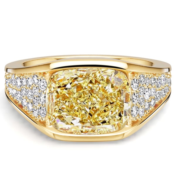 

Italo East-west Elongated Yellow Topaz Cushion Cut Engagement Rings, White