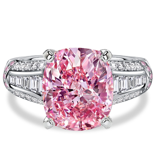

Italo 5.5 Carat Cushion Cut Pink Sapphire Unique Engagement Rings, White