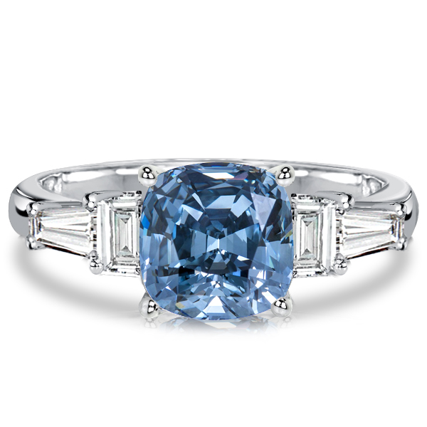 

Italo 3 Carat Cushion Cut Blue Topaz Three Stone Engagement Ring For Women, White