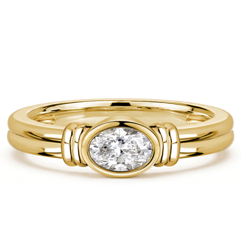 イタロ〜1 Italo Dainty Bezel Setting East West Oval Cut Solitaire Engagement