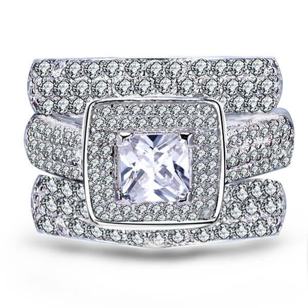 

Italo Halo Design 3PC Wedding Set, White