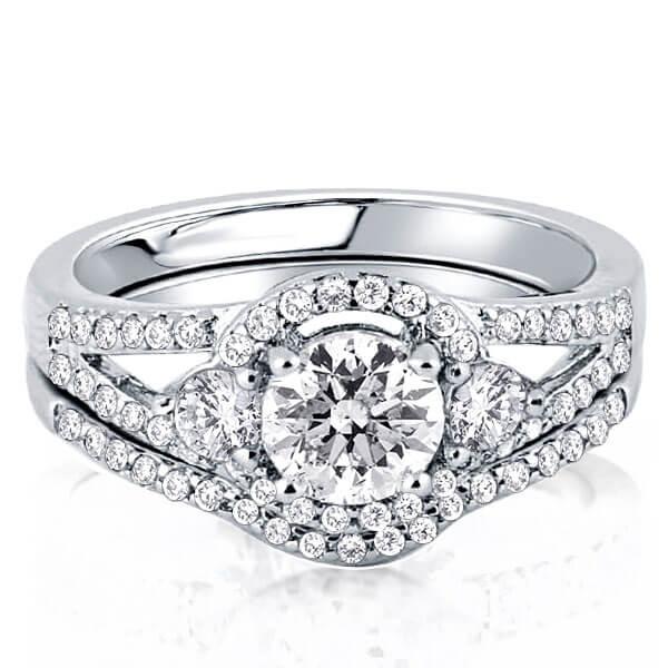 

Italo Split Shank Created White Sapphire Bridal Set