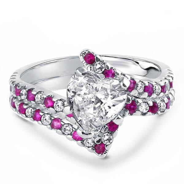 

Italo Bypass Heart Created White Sapphire Bridal Set