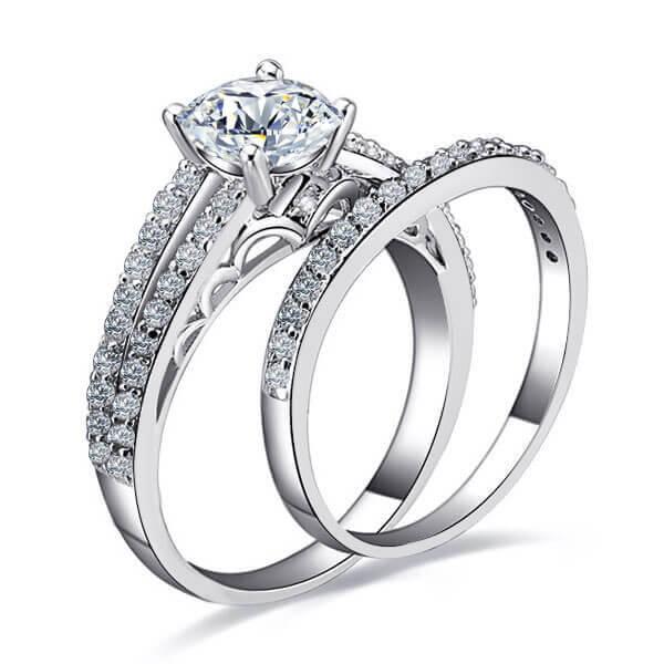 

Italo Split Shank Created White Sapphire Bridal Set