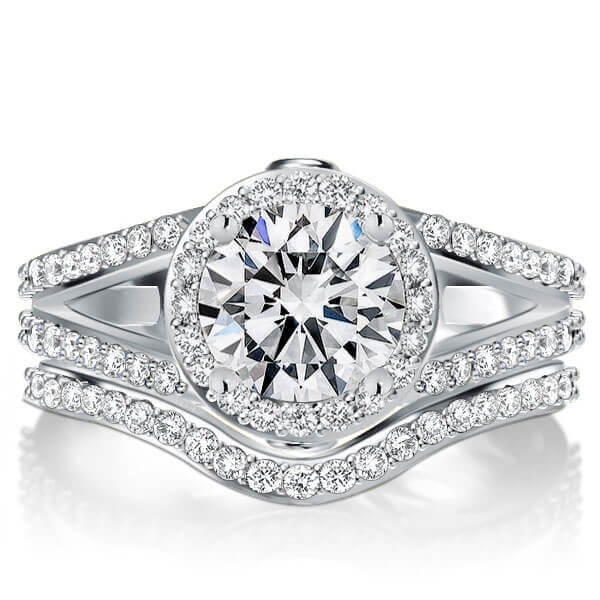 

Italo Halo Spilt Shank Created White Sapphire Bridal Set