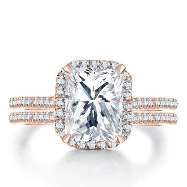

Italo Rose Gold Halo Created White Sapphire Bridal Set
