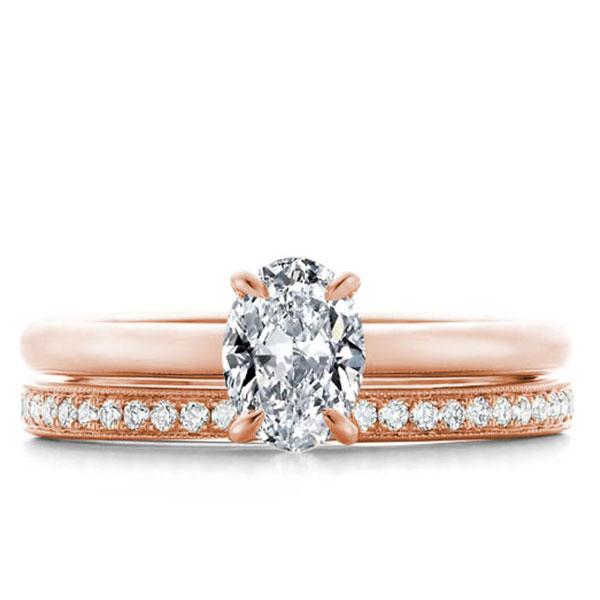 

Italo Rose Gold Solitaire Oval Created White Sapphire Bridal Set