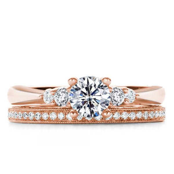 

Italo Rose Gold Five Stone Created White Sapphire Bridal Set