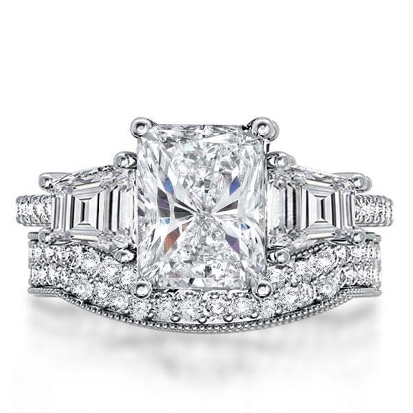 

Italo Three Stone Created White Sapphire Bridal Set