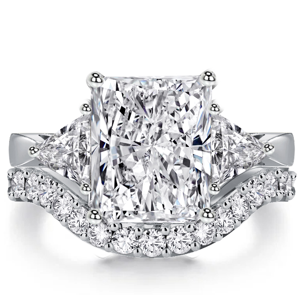 

Italo Three Stone Created White Sapphire Bridal Set
