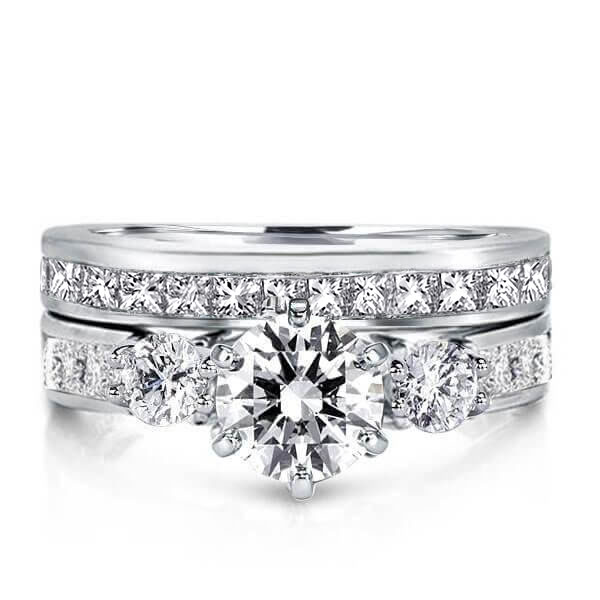 

Italo Three Stone Created White Sapphire Bridal Set