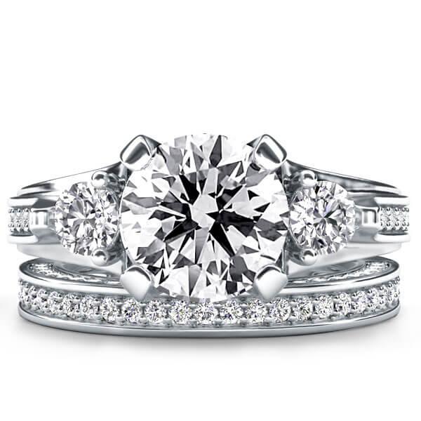 

Italo Three Stone Created White Sapphire Bridal Set