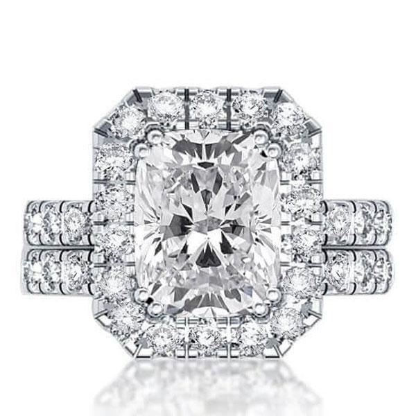 

Italo Classic Halo Created White Sapphire Bridal Set