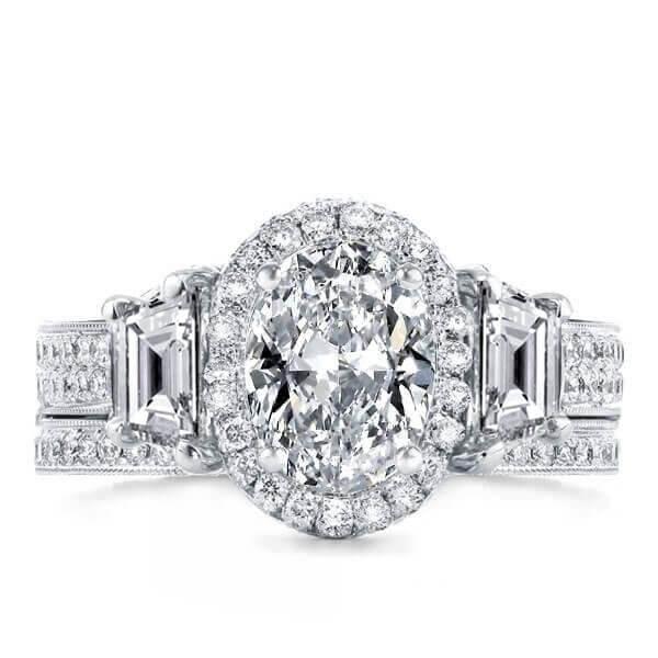 

Italo Three Stone Halo Created White Sapphire Bridal Set