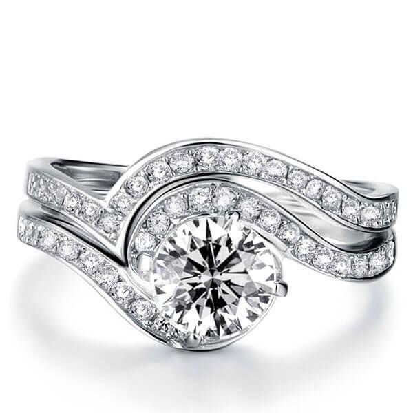 Italo Bypass Created White Sapphire Bridal Set