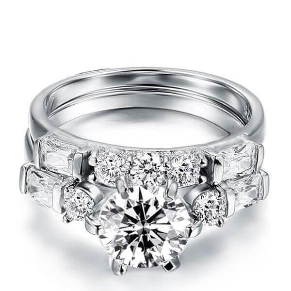 Italo Five Stone Created White Sapphire Bridal Set