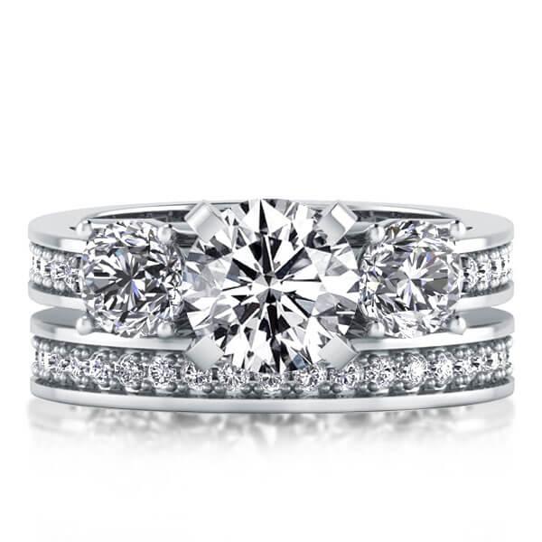 

Italo Three Stone Created White Sapphire Bridal Set