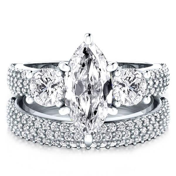 

Italo Three Stone Created White Sapphire Bridal Set
