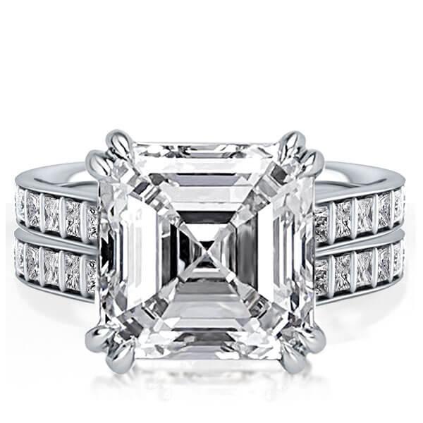 Italo Classic Asscher Created White Sapphire Bridal Set