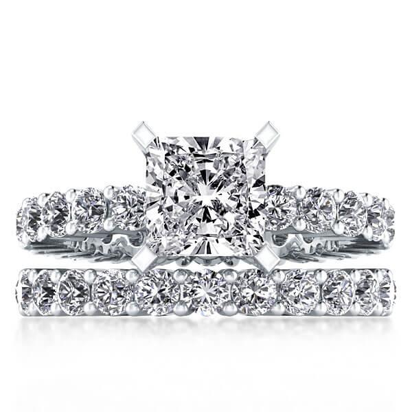 

Italo Princess Cut Engagement Ring Set With Eternity Shank, White