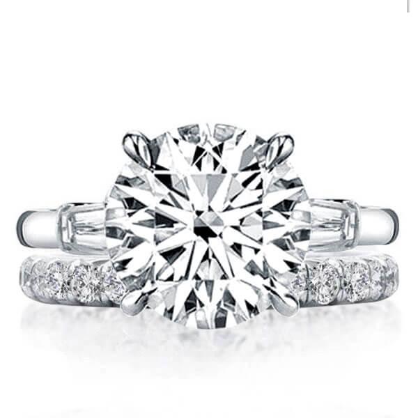 

Italo Three Stone Created White Sapphire Bridal Set